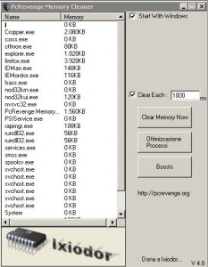 L'interfaccia di Pc Revenge Memory Cleaners