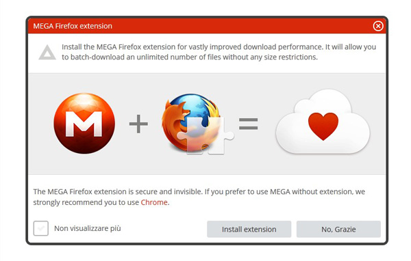 Estensione Firefox MEGA: la soluzione dedicata alla creatura Dotcom
